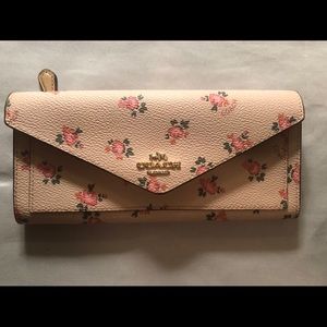 Coach pink rose print wallet